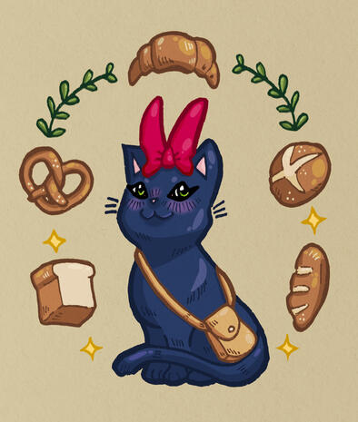Kiki Cat Pet portrait (Studio Ghibli inspired)